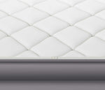 Close up of Beautyrest Silver Cushion Aire quilted cover and zipper