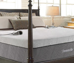 Close up of 14" Night Air closeout number bed with hand controls in bedroom setting