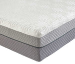 Close up view of the Night Air 2265 number bed white pattern cover and grey sides