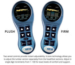 Two Night Air LED hand controls showing plush and and firm settings