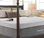 Close up of 14" Night Air closeout number bed with hand controls in bedroom setting